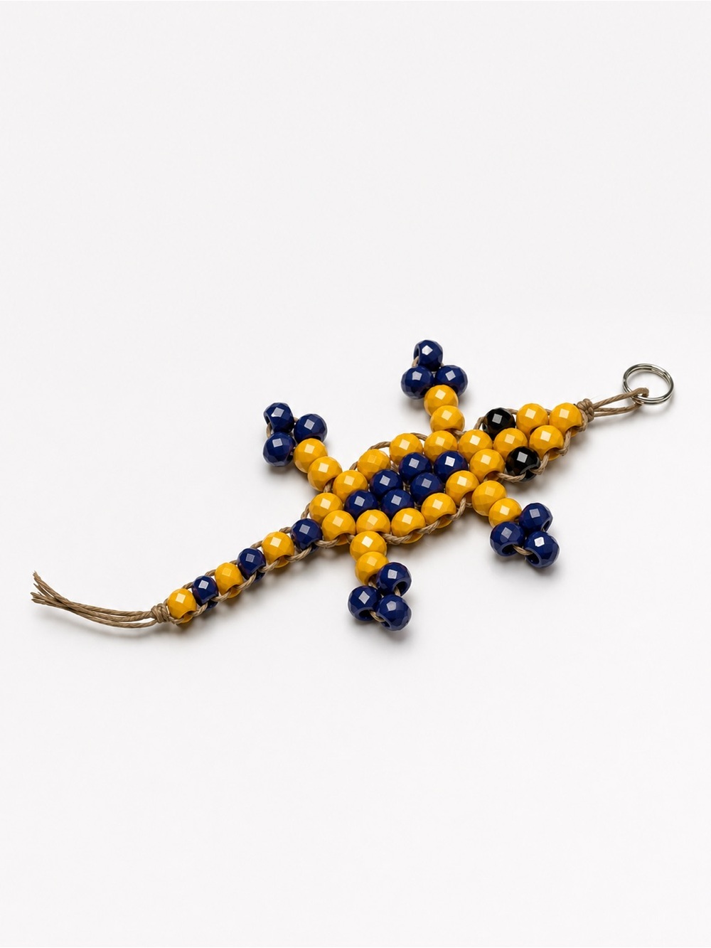 Handmade Macrame Faceted Pony Bead Lizard Keychain - 90s/Y2K Core